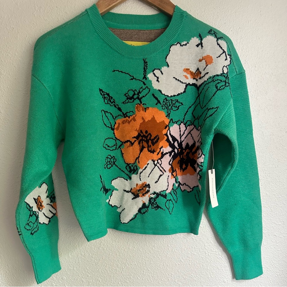 The Sonal Nathwani Camryn Cropped Crewneck Sweater by Maeve xxs but fits an s